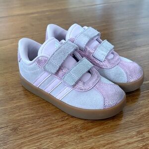 Adidas Kids Pink Suede & Glitter Velcro Sneakers